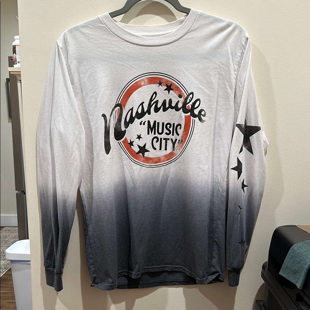 Mighty Fine Gray and Black Nashville Music City Long Sleeve Tee